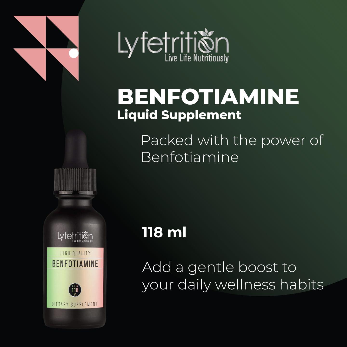 Lyfetrition Benfotiamine 118 ml, 4 FL Oz Liquid, 220 Servings, Made in USA, Quick Absorption, Potent Ingredients, Non-GMO
