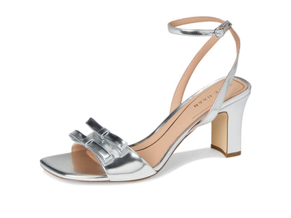 Cole Haan Women's Noella Bow Sandal Platform, Silver Specchio Leather, 9.5