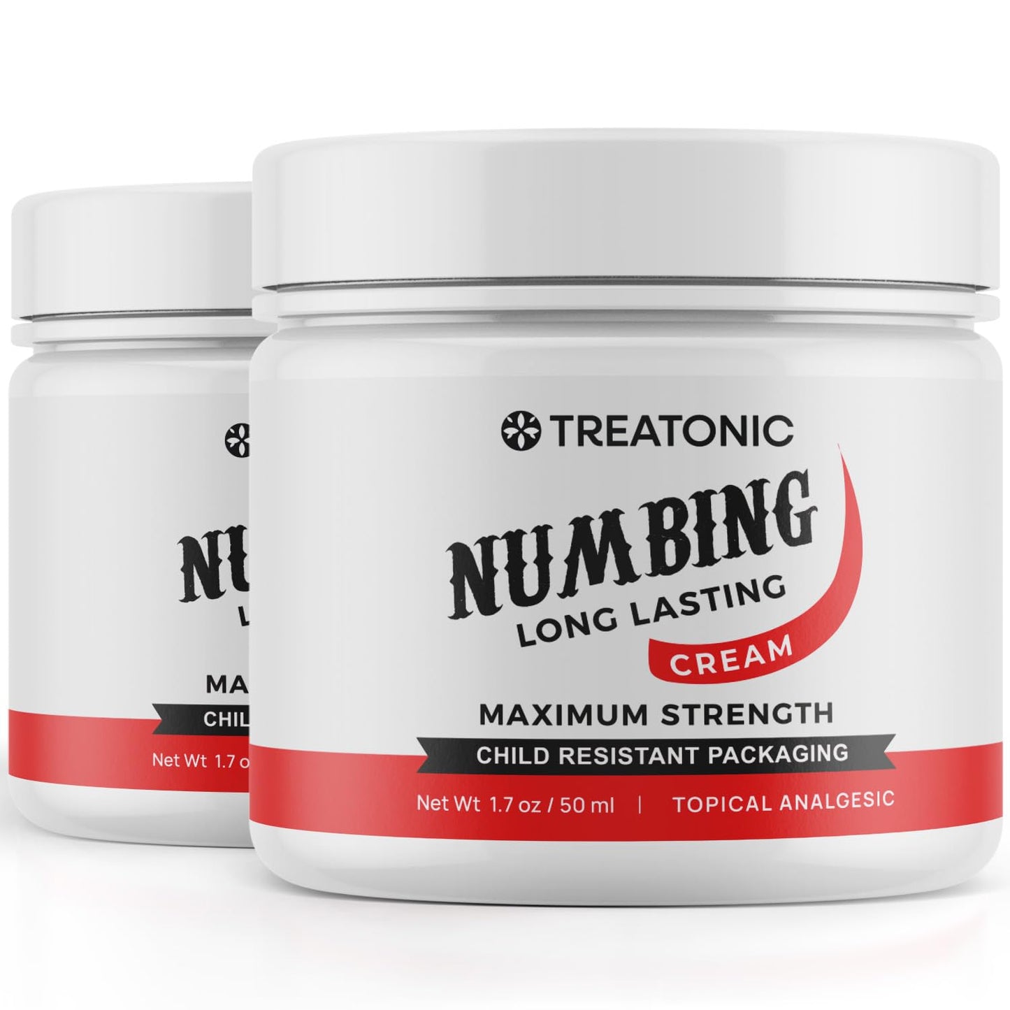 Treatonic Numbing Cream: Maximum Strength Numbing Cream for Discomfort, Burning, & Itching - Fast Acting Topical Anesthetic with Lidocaine & Emu Oil - 1.7oz / 2 Pack