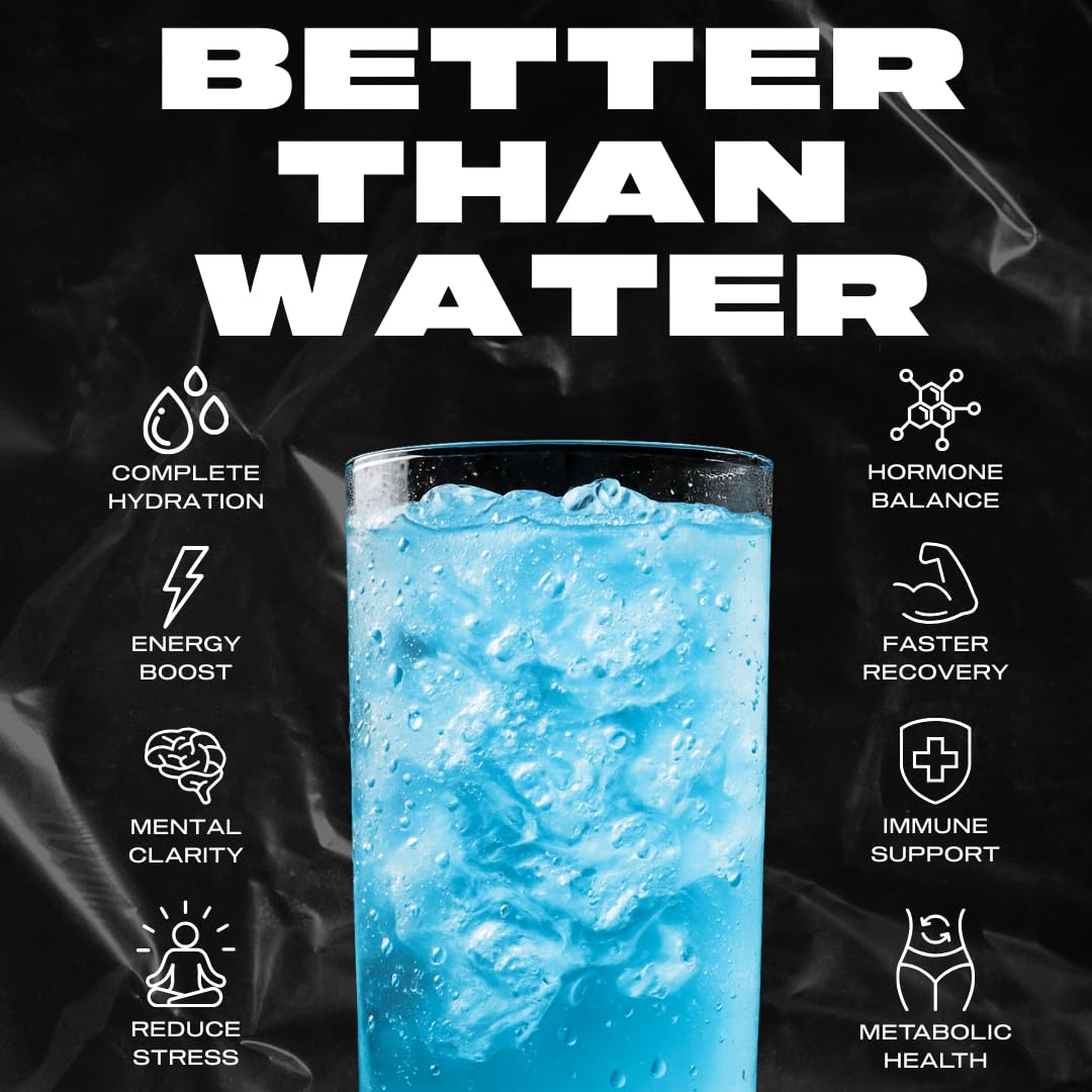 Hyburst Electrolyte & Vitamin Supplement Powder, Drink Mix with B12, L-Theanine, D3, K2, Zinc, Magnesium, Potassium, Supports Calm Focus & Energy, Blue Raspberry, 15 Pack