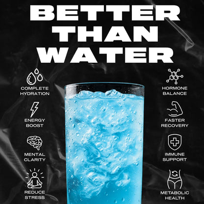 Hyburst Electrolyte & Vitamin Supplement Powder, Drink Mix with B12, L-Theanine, D3, K2, Zinc, Magnesium, Potassium, Supports Calm Focus & Energy, Blue Raspberry, 15 Pack