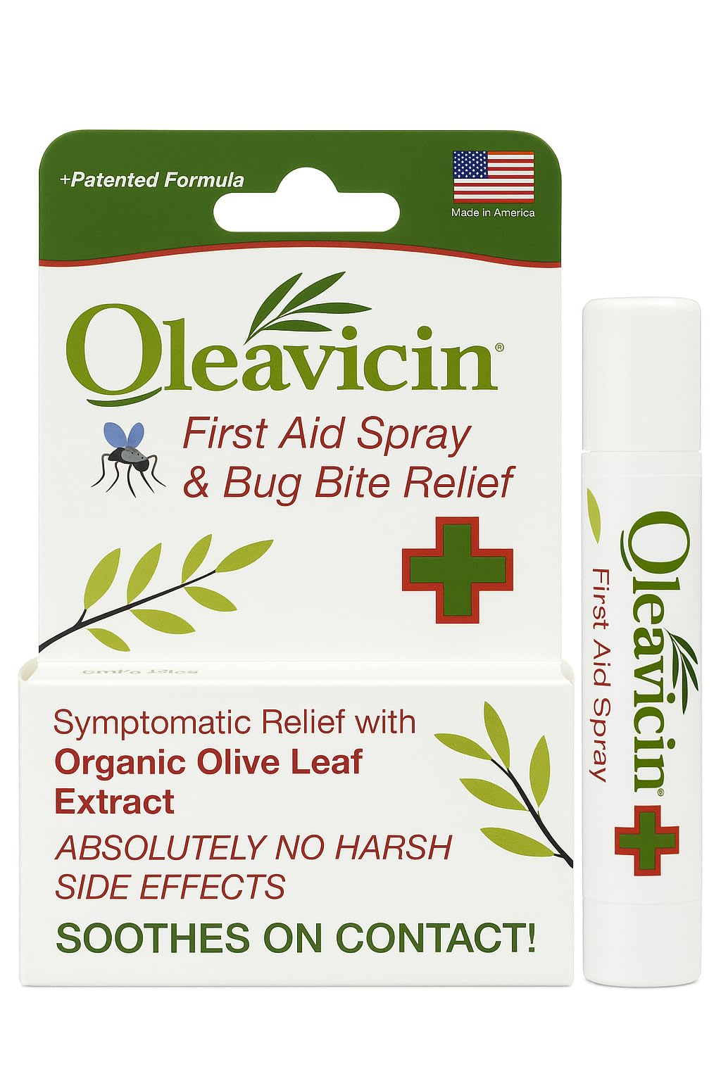 Oleavicin First Aid Spray & Bug Bite Relief - 1 Pack – Organic Olive Leaf Extract | Fast-Acting Relief for Minor Skin Irritations, Bug Bites & Burns | Natural & Clinically Proven | 0.17 oz (5ml)