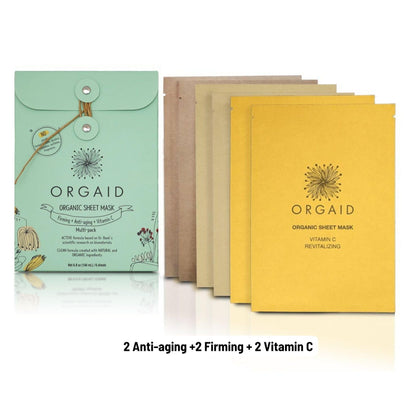 ORGAID Organic Sheet Mask | Made in USA (Assorted Multi-pack, pack of 6)