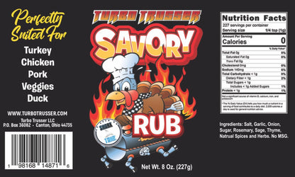 Turbo Trusser | Savory Rub | For Turkey, Chicken, Duck, Pork & Veggies | Bold, Aromatic, Perfectly Balanced Flavor | Made in the USA | 8 OZ