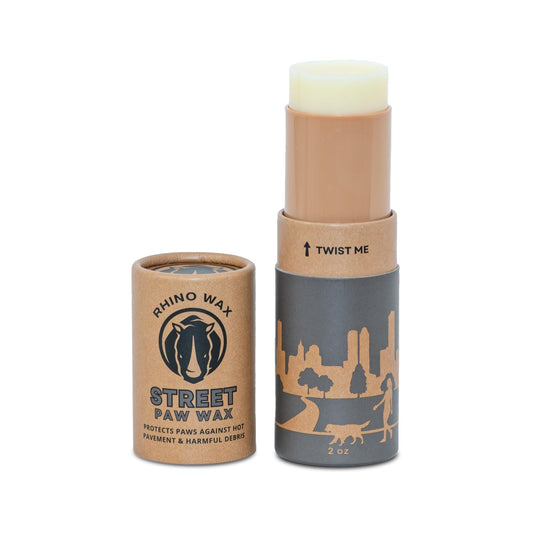 Rhino Wax - Dog Paw Street Wax 2oz - Use Before Taking Dogs on Hot Streets or Pavement - Balm Protects Against Hot Surfaces, Rocks & Road Debris - Moisturizes and Improves Elasticity - Lick-Safe - USA