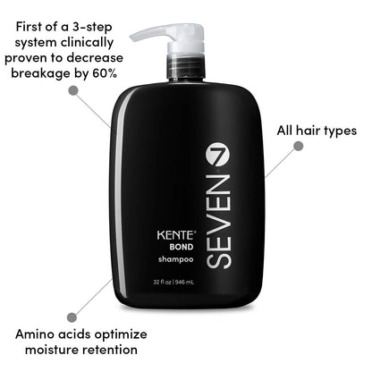 SEVEN Haircare KENTE BOND Shampoo for Split Ends + Damaged Hair, Sulfate Free, Cruelty Free with Green Tea, Guar & Pro Vitamin B5 for Men & Women, Made in USA, 32 oz.