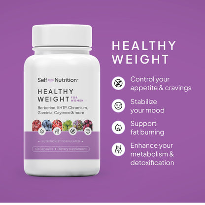 SELF NUTRITION Healthy Weight Loss Supplement for Women, Vegan, Appetite and Craving Control, Fat Burner, Metaboilism Booster, Weight Loss Supplement, Metabolism and Mood Booster - 60 Units