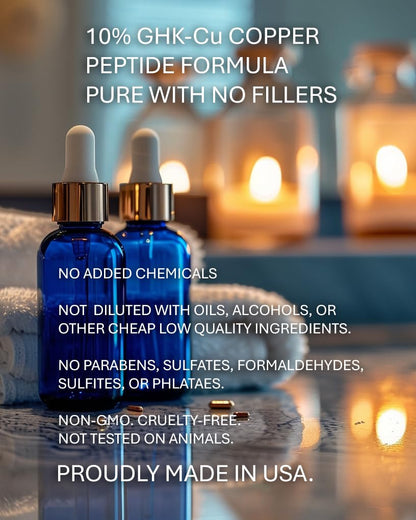 Copper Peptides for Hair Growth - Ultrastrong 10% Copper Peptide Serum for Hair Liposomal 7x Absorption - MADE IN USA