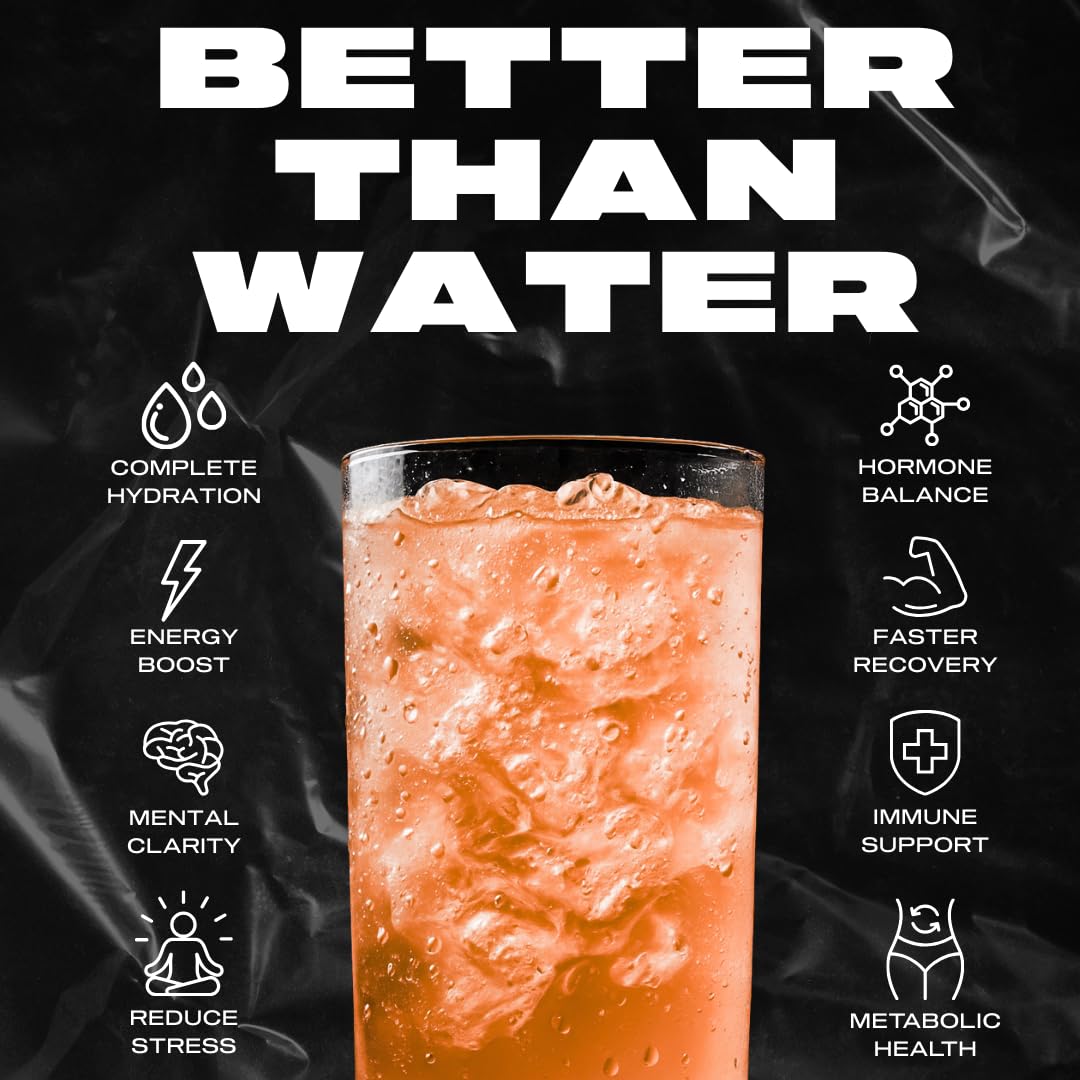 Hyburst Electrolyte & Vitamin Supplement Powder, Drink Mix with B12, L-Theanine, D3, K2, Zinc, Magnesium, Potassium, Supports Calm Focus & Energy, Peach Mango, 15 Pack