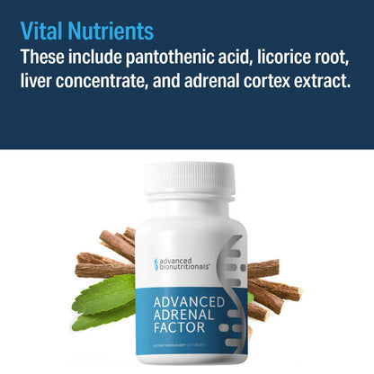 Advanced Bionutritionals Advanced Adrenal Factor – Adrenal Support Supplement – Non-GMO, Gluten-Free, Vegan – 120 Tablets