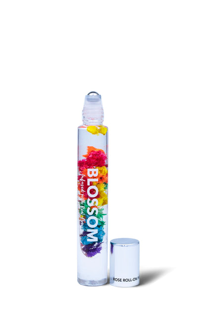 Blossom Roll on Perfume for Women Alcohol Free Rollerball Perfume Oil with Essential Oils, Infused with Real Flowers, Made in USA, 0.20oz (Rose, Violet, Lily, Magnolia, Amber, Cedarwood) Rainbow Rose