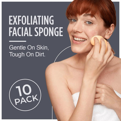 HartFelt [10 Pack] Gentle Exfoliating Facial Sponge for Face - Daily Cleansing Face Scrubber - Buf Dirt Away with Puf styled Reusable Face Pads for Removing Makeup, Dirt, and Dead Skin