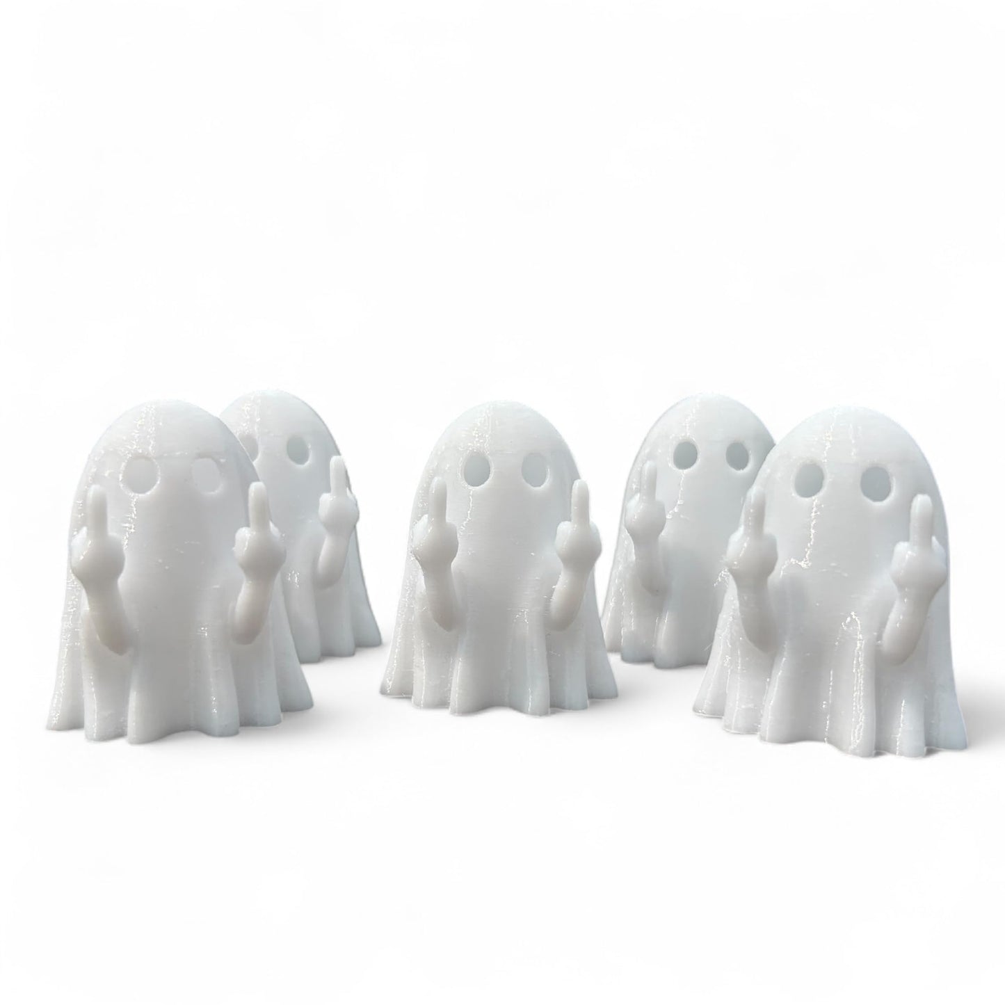Colonial Depot Finger Flip Off Ghost Figurines, 5 Pack, Funny Halloween Decor Gag Gift, Made in USA