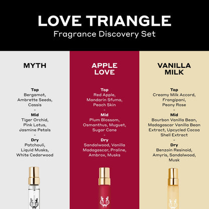 Ellis Brooklyn LOVE TRIANGLE Rollerball Trio - Clean Perfume for Women, APPLE LOVE, VANILLA MILK, MYTH Rollerball Perfume Travel Size Perfume Gift Set