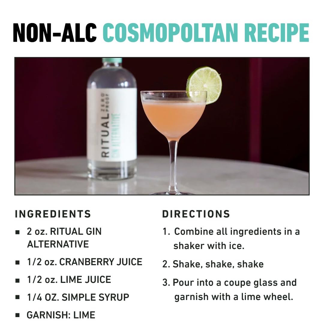 RITUAL ZERO PROOF Gin Alternative | Award-Winning Non-Alcoholic Spirit | 25.4 Fl Oz (750ml) | Zero Calories | Sustainably Made in USA | Make Delicious Alcohol Free Cocktails