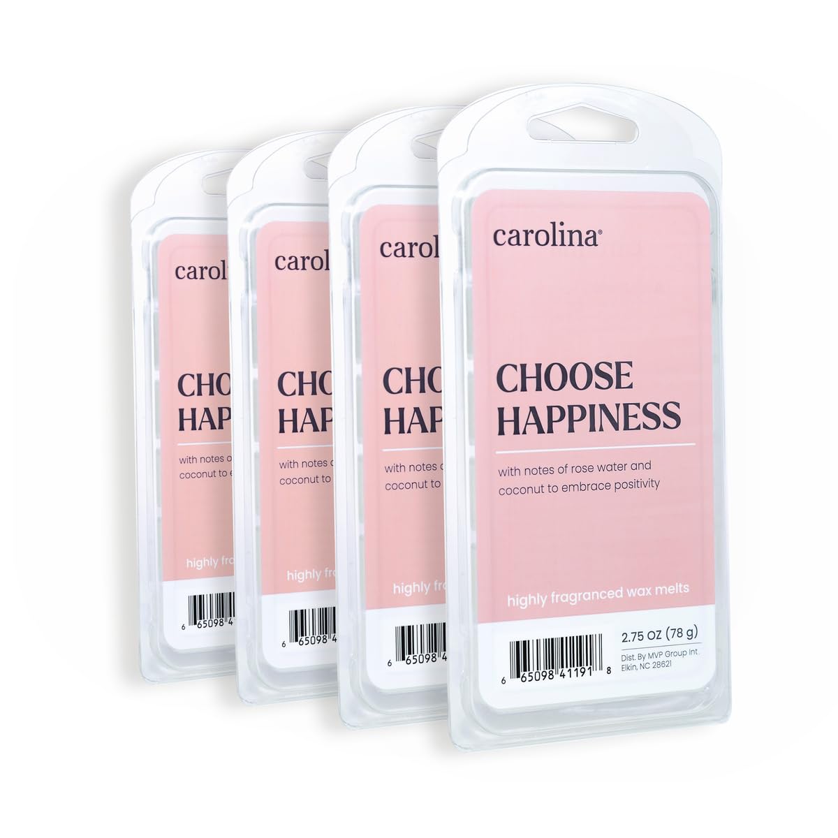Carolina Choose Happiness Scented Wellness Wax Melts, Wax Melt Warmer Cubes, Long Lasting Scented Wax Warmer Cubes, 4 Pack, 6 Cubes Each - Made in The USA