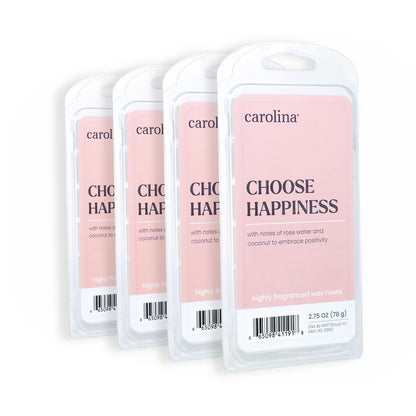 Carolina Choose Happiness Scented Wellness Wax Melts, Wax Melt Warmer Cubes, Long Lasting Scented Wax Warmer Cubes, 4 Pack, 6 Cubes Each - Made in The USA