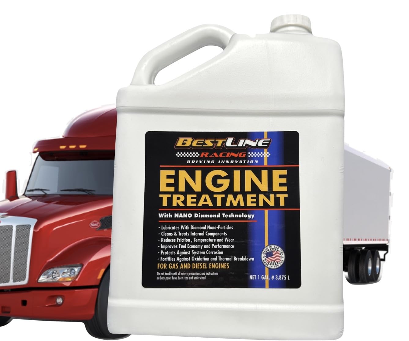 BestLine Racing Nano-Diamond Engine Oil Additive for all Gas & Diesel Engines - Reduces Wear, Noise, Vibration - Boosts Fuel Economy & Horsepower - Made in the USA, Treats 9-10 Gallons of Oil.