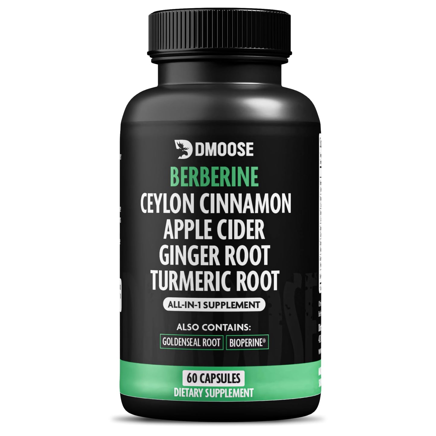 Berberine HCL 1400mg with Ceylon Cinnamon to Support Digestion & Metabolism - 7 in 1 Berberine Supplement, Ceylon Cinnamon, Bioprene, Turmeric, Ginger, Goldenseal & Apple Cider Complex - 60 Capsules