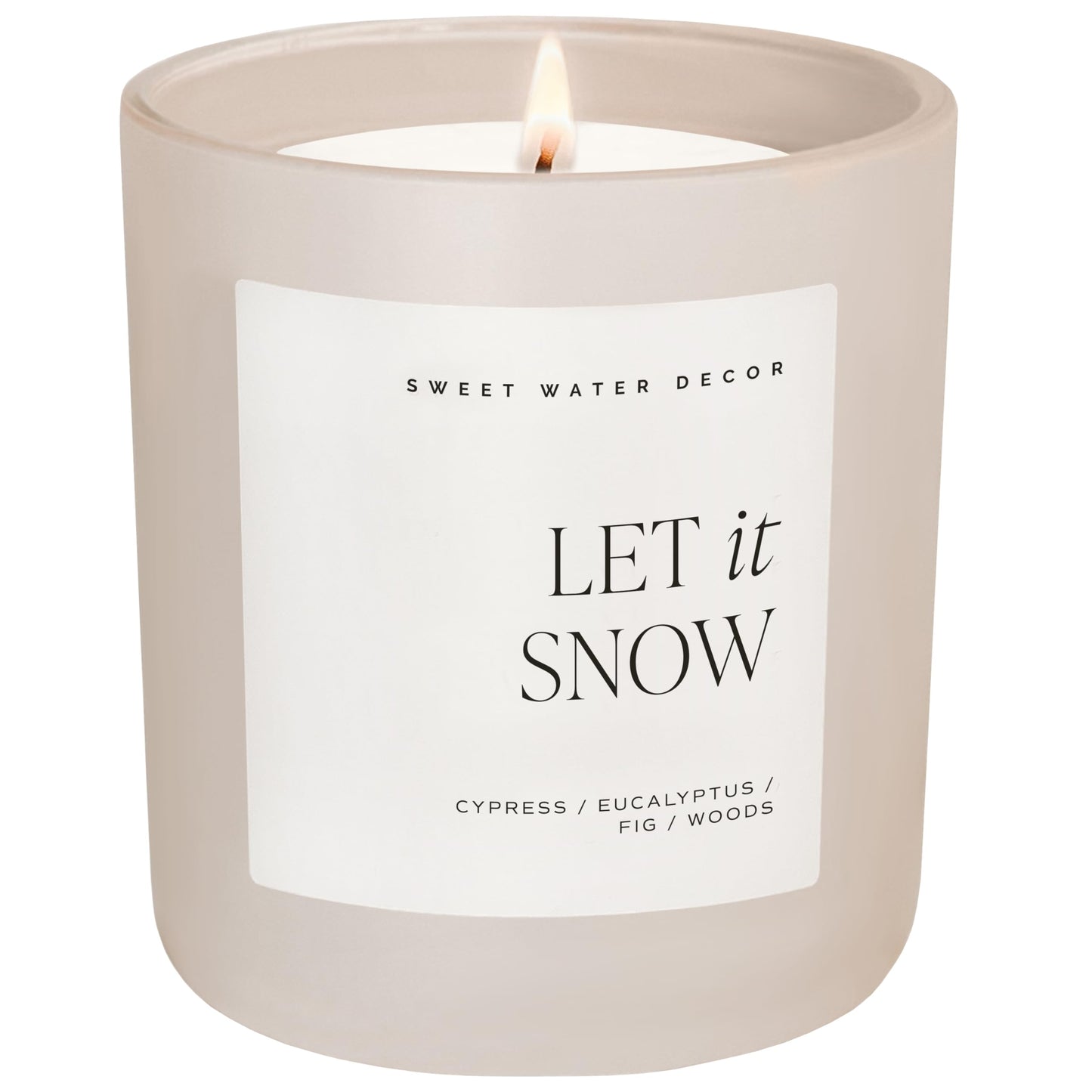 Sweet Water Decor Let It Snow Candle - Cypress, Eucalyptus, and Woods Scented Winter Candle for Home - 15oz Clear Jar, 70+ Hour Burn Time, Made in The USA - Woodsy Candles for Home