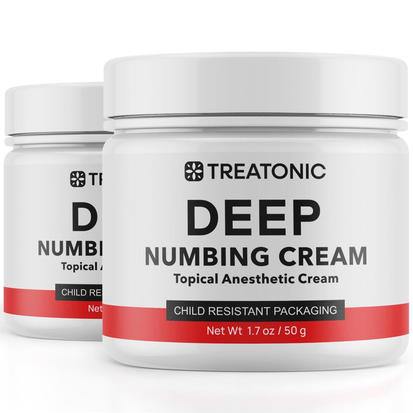 Treatonic Maximum Strength Numbing Cream: Numbing Cream for Discomfort, Burn, Itch & Pain Relief- Fast-Acting, Soothing Topical Anesthetic with Menthol & Emu Oil - 1.7oz / 2 Pack