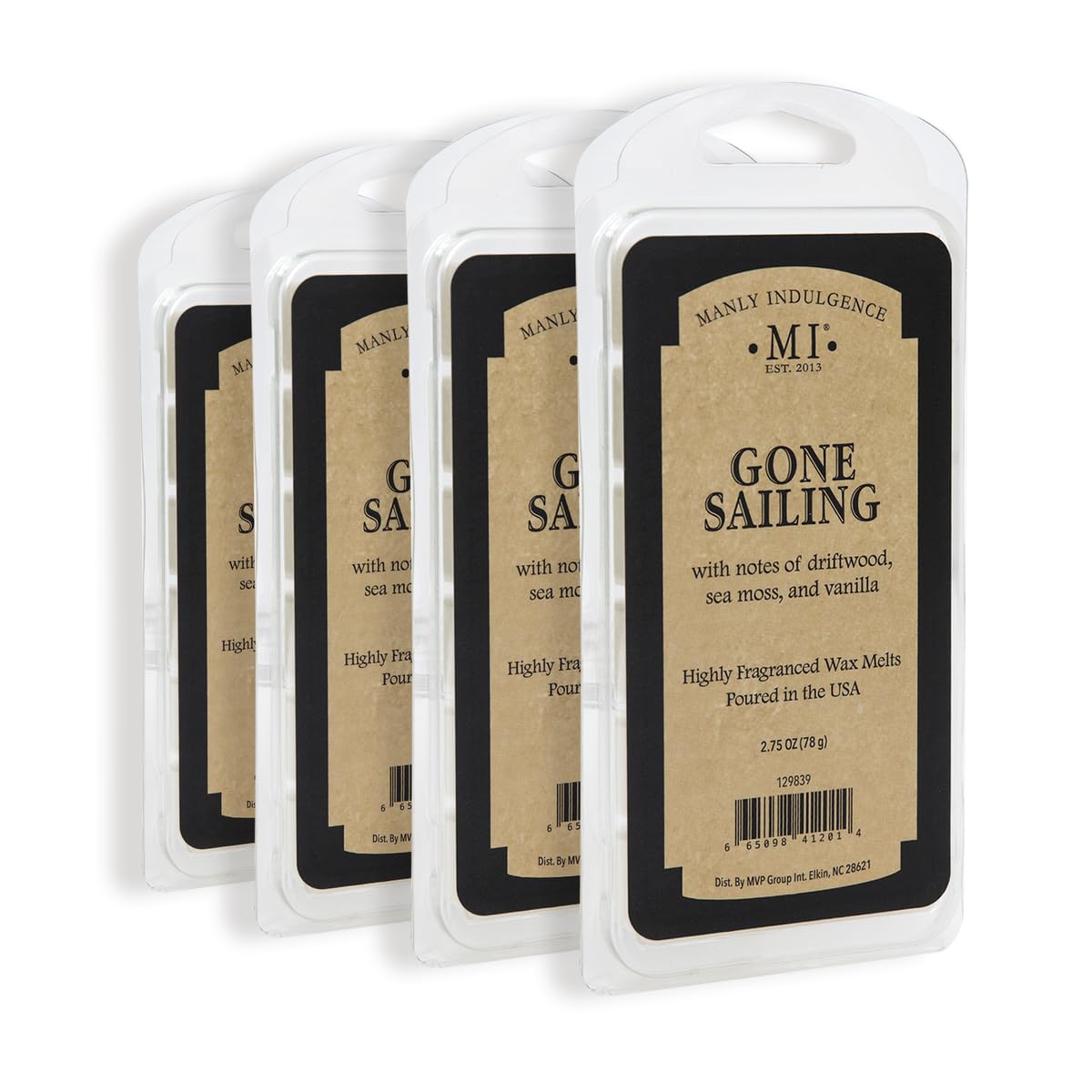 Manly Indulgence Gone Sailing Scented Wax Melts, Wax Melt Warmer Cubes, Long Lasting Scented Wax Warmer Cubes, 4 Pack, 6 Cubes Each - Made in The USA