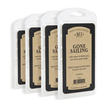 Manly Indulgence Gone Sailing Scented Wax Melts, Wax Melt Warmer Cubes, Long Lasting Scented Wax Warmer Cubes, 4 Pack, 6 Cubes Each - Made in The USA