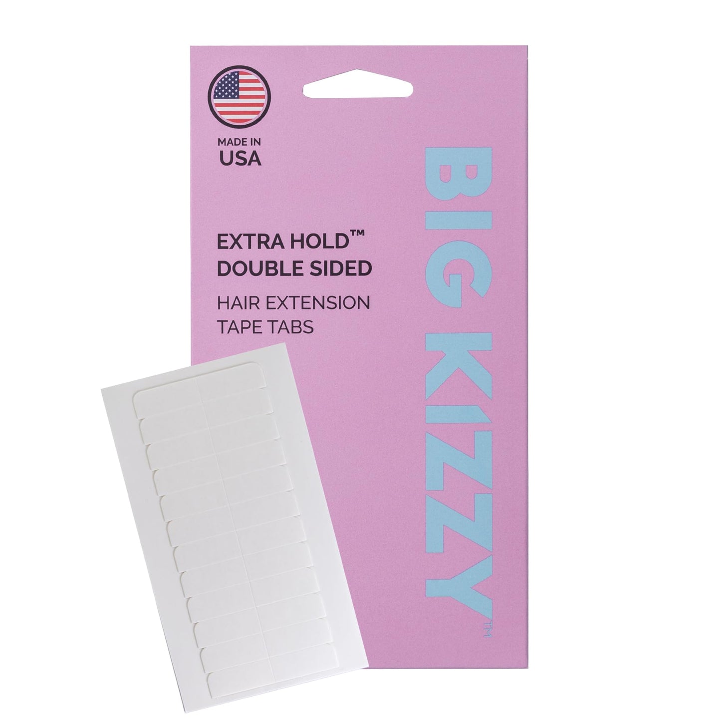 Big Kizzy Extra Hold Double Sided Hair Extension Tape - 144 tabs replacement tape - Strong hold of 6-8+ weeks - Made in USA