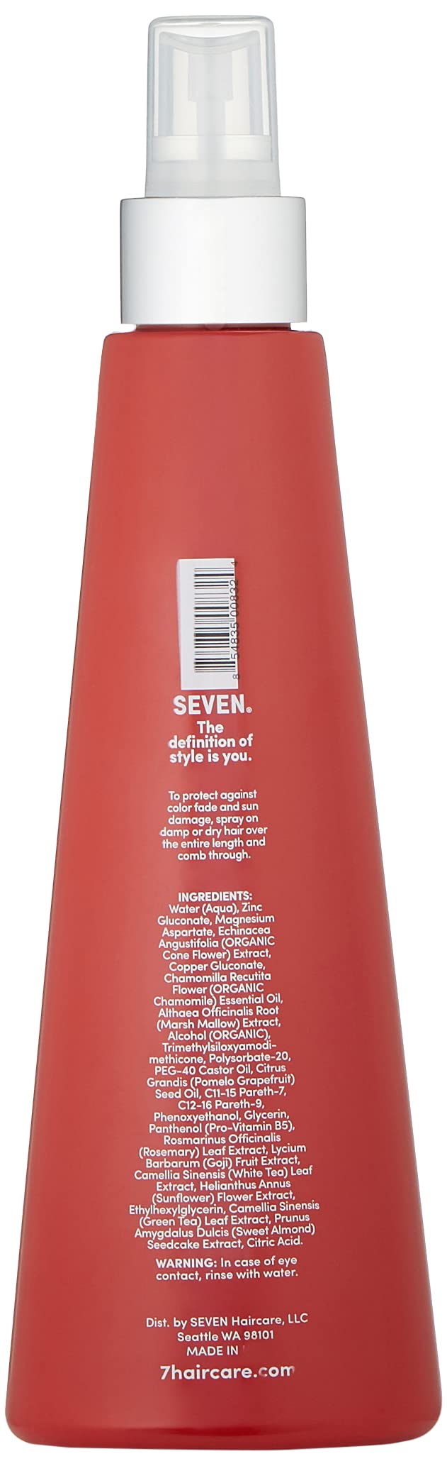 SEVEN Haircare Rinzu Cover UV Hairspray for Men & Women Hair Sunscreen Protection Hairspray for Fine, Medium, Thick Hair + Color Fading with Sunflower Seed Extract, Cruelty Free, Made in USA, 8 oz