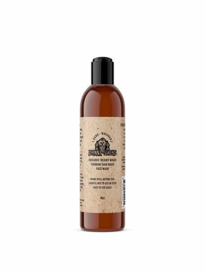 Johnny Slicks Organic Hand Whipped Beard Wash - Supports Beard & Skin Health - Tea Tree, Peppermint & Coconut Oil - Multi-Use Formula - Rugged Scent - 4 oz