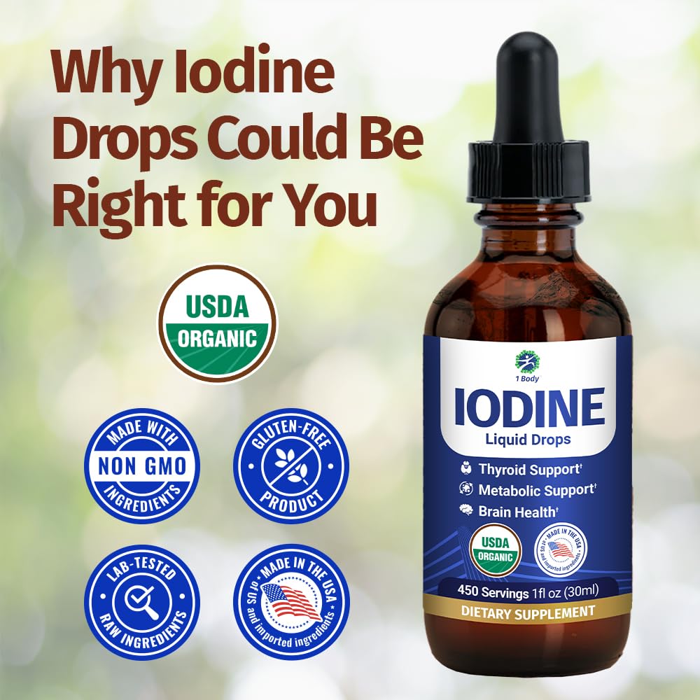 1 Body Thyroid Support Supplement (Iodine Drops 1 Pack)