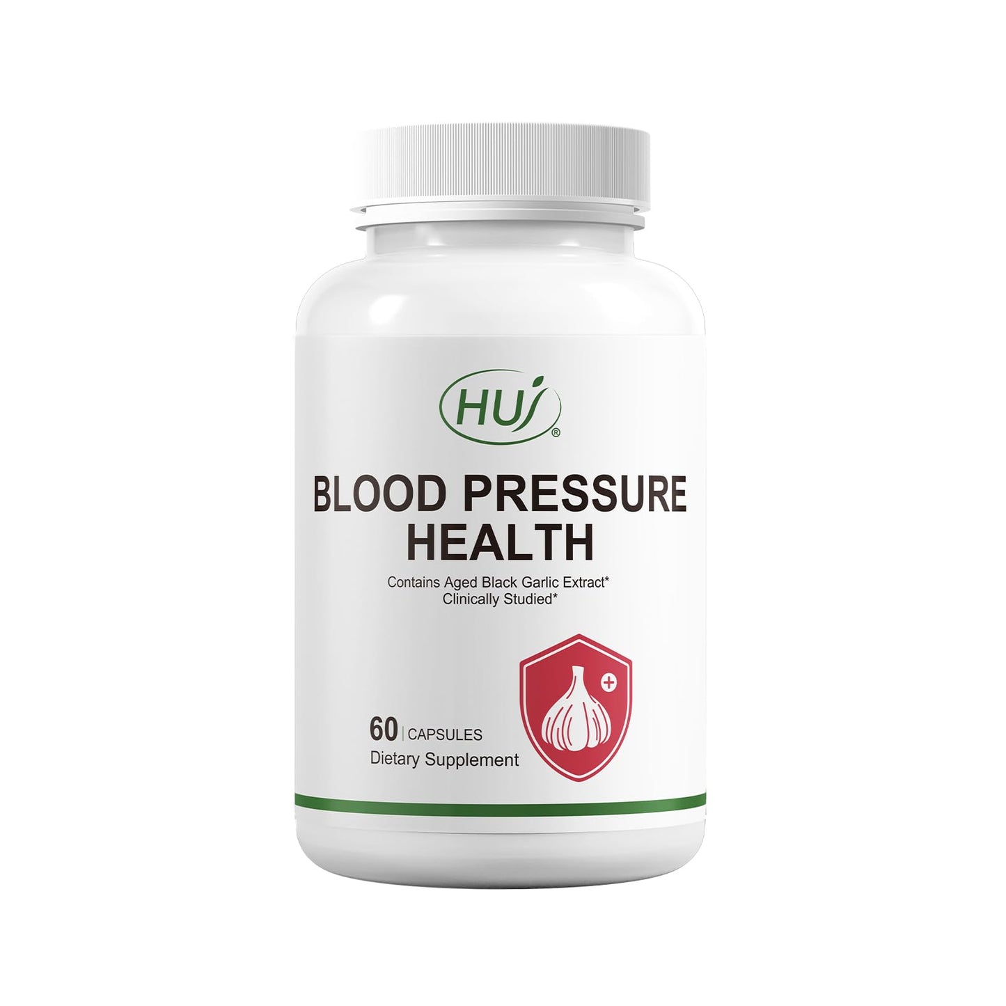 HUJ Blood Pressure Health Supplement, Plant-Based Formula with Black Garlic, Hawthorn, Beetroot, L-Arginine, L-Citrulline, 60 Capsules