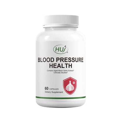 HUJ Blood Pressure Health Supplement, Plant-Based Formula with Black Garlic, Hawthorn, Beetroot, L-Arginine, L-Citrulline, 60 Capsules