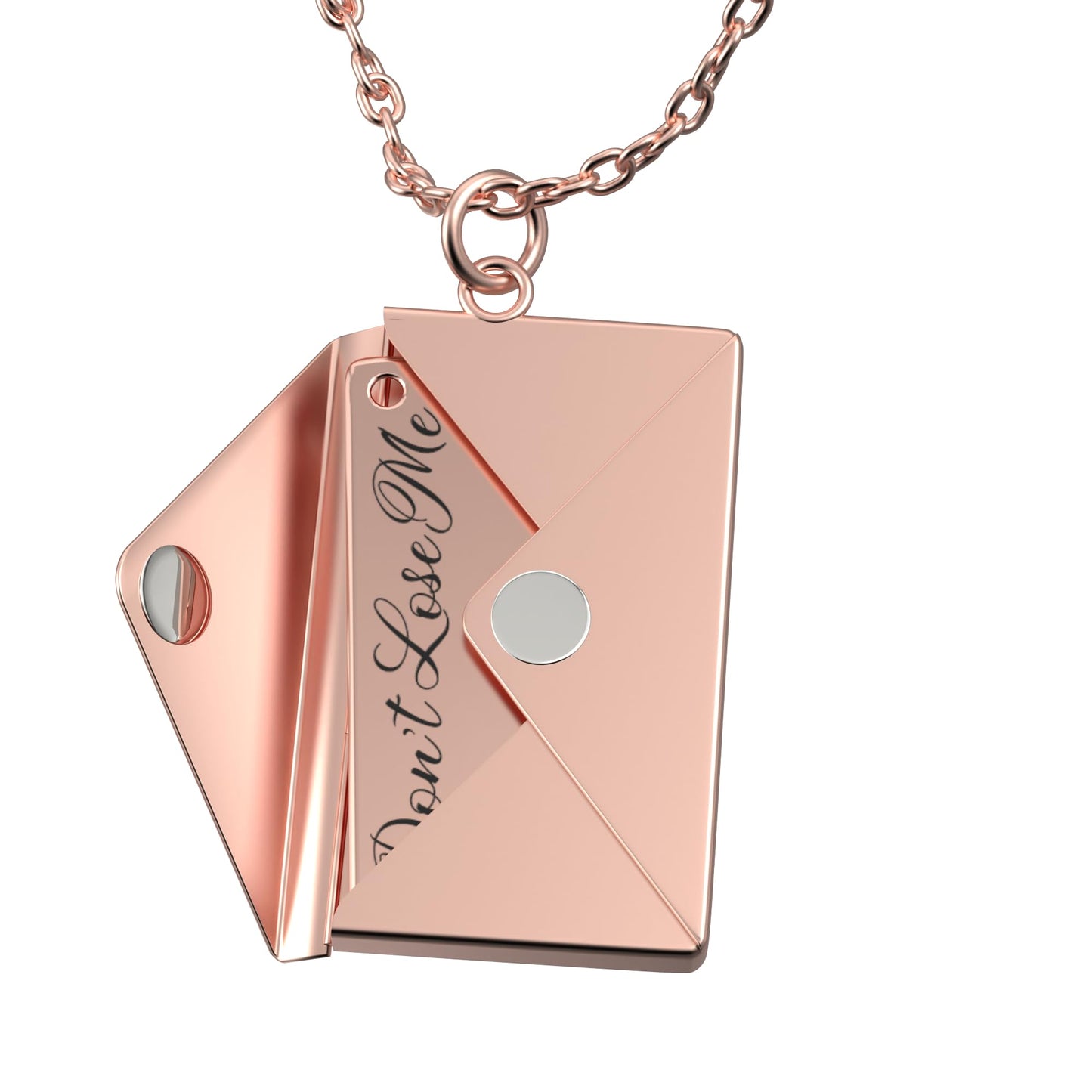 ikkado Custom Envelope Necklace with Love Letter Pendant – Personalised Locket Jewellery for Women – Gift for Birthday, Mother’s Day, Valentine’s, Christmas (Rose Gold) Locally Made (USA)