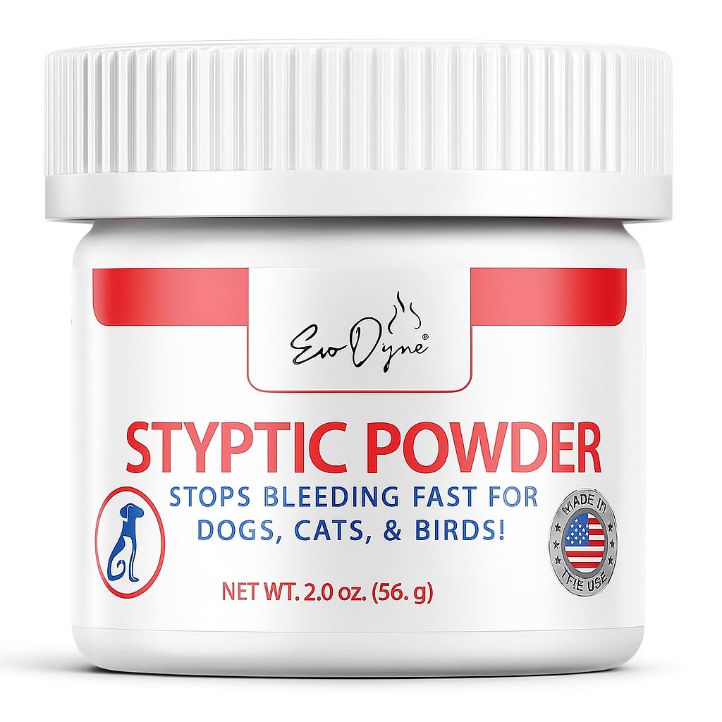 Styptic Powder for Dogs, Cats, and Birds (2 oz) by Evo Dyne | Fast-Acting Blood Stop for Pets | Quick Stop Bleeding Powder for Dog Nail Clipping, Grooming, Cuts and More (1-Pack)