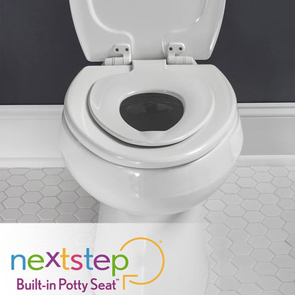 Mayfair NextStep2 Toilet Seat with Toddler Potty Training Seat Built-In, Slow Close, Easy Clean, Magnetic Removable Kids Seat, Made in USA