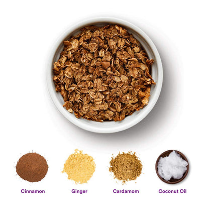 gr8nola CINNAMON CHAI - Healthy, Low Sugar, Vegan Granola Cereal - Made with Superfoods Cinnamon, Ginger and Cardamom, Soy Free, Dairy Free and No Refined Sugar - 10oz Resealable Bag