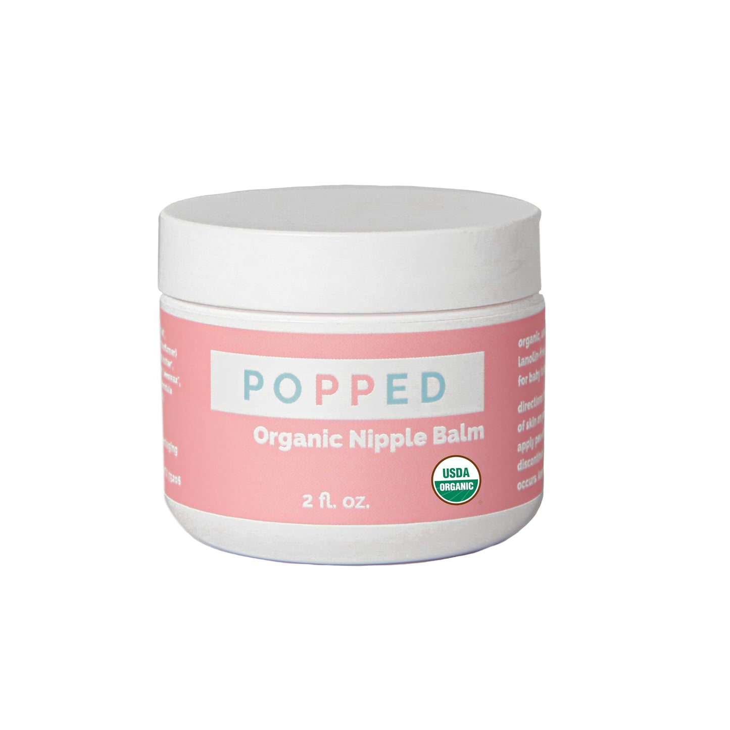 Popped Organic Nipple Butter | Made in the USA | Moisturizing Nipple Cream for Sore, Dry, and Cracked Nipples | Postpartum Essential Balm for Breastfeeding, Nursing (2 fl oz)