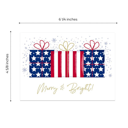 Patriotic USA Christmas New Years Cards / 24 Holiday Greeting Notecards And Envelopes/Four Seasonal American Designs/Made In The USA