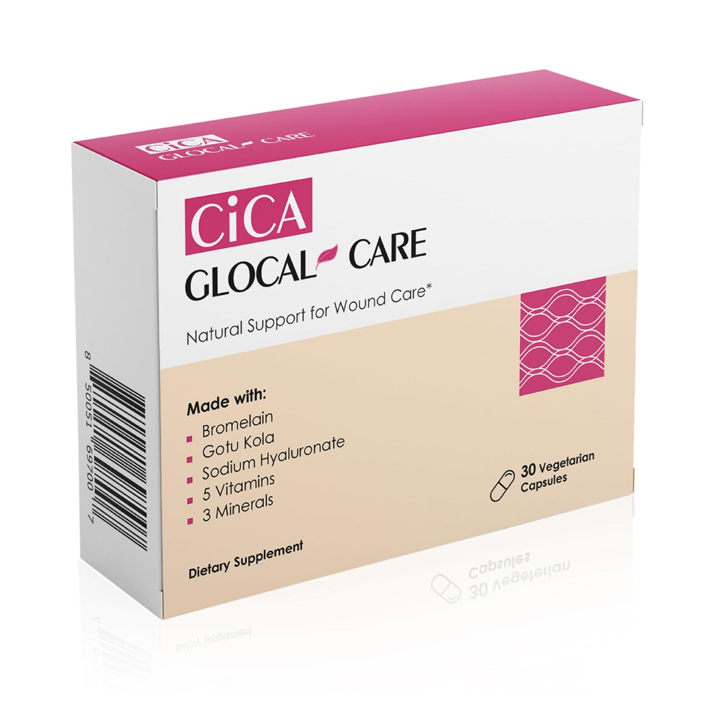 Cica GlocalCare – Clinically Proven Wound Healing Supplement - Aids in Scar & Recovery Support - Helps with Skin & Tissue Repair for Surgery, Wounds, Scar Treatment & Bruising (30 Capsules)