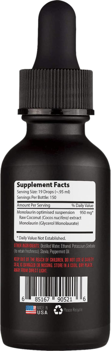 Lyfetrition Monolaurin Liquid Extract 950 mg, 4 Oz Liquid, 150 Servings, Made in USA, Quick Absorption, Quality Potent Ingredients, Third-Party Tested, Non-GMO, GMP Certified, Cruelty-Free Products