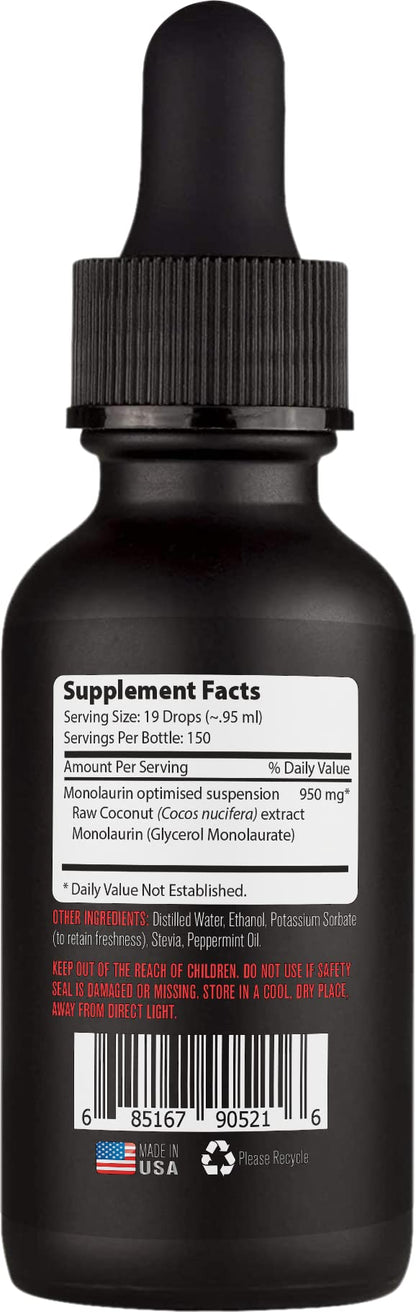 Lyfetrition Monolaurin Liquid Extract 950 mg, 4 Oz Liquid, 150 Servings, Made in USA, Quick Absorption, Quality Potent Ingredients, Third-Party Tested, Non-GMO, GMP Certified, Cruelty-Free Products