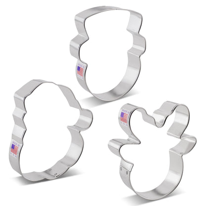 Ann Clark Cookie Cutters Faces of Christmas Cookie Cutters 3-Pc. Set Made in USA, Santa Face, Reindeer Face, Snowman Face