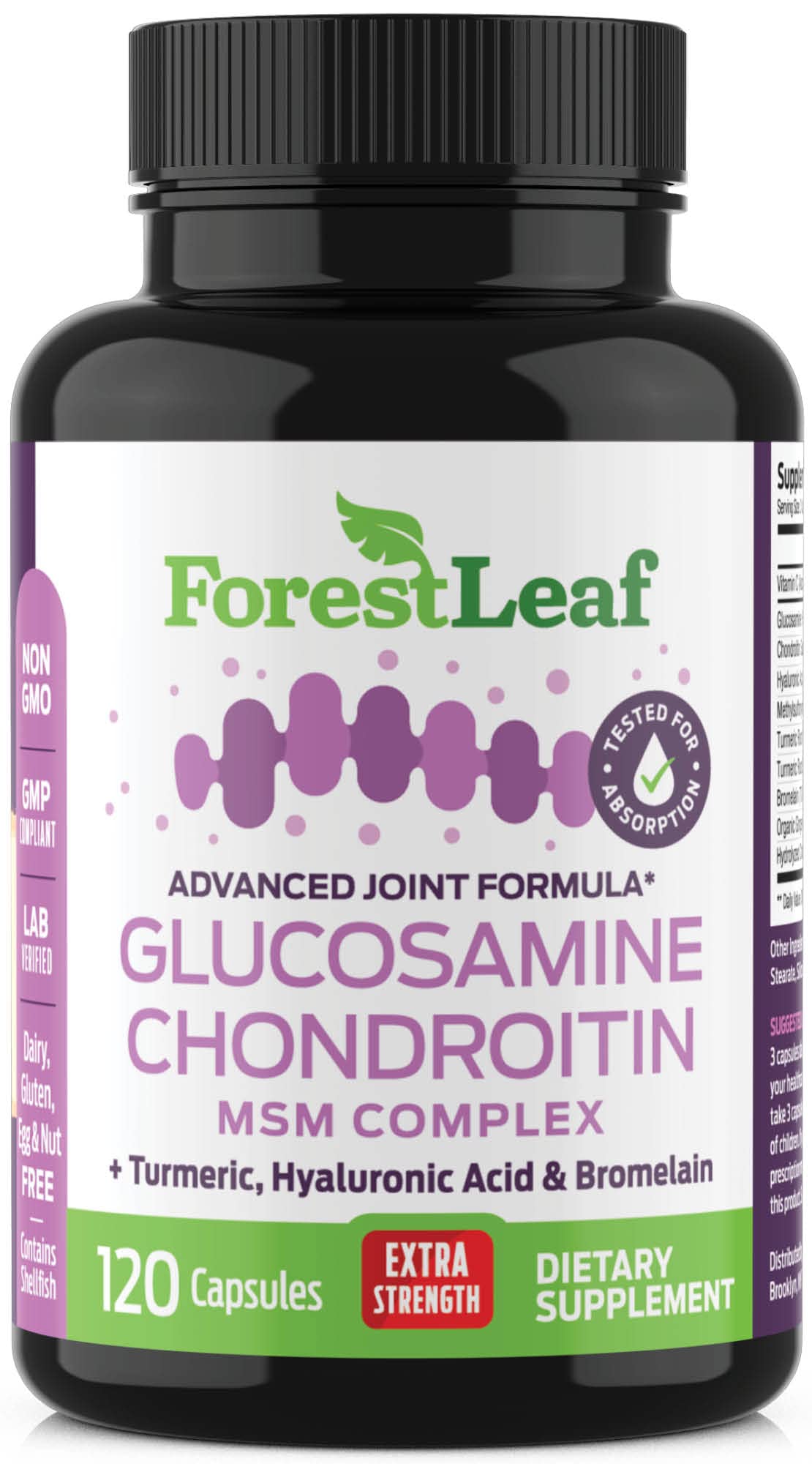 Glucosamine Chondroitin MSM Complex Supplement - Triple Strength 1200mg Joint Support Supplement for Women & Men with Turmeric, Hyaluronic Acid and Bromelain for Muscle Flexibility - 120 Caps