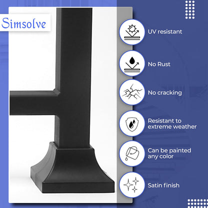 Simshoe Deck Post Base Cover – Durable, Snap-Together Shoe Base Instantly Transforms Hand & Stair Rail Feet – Porch, Stair & Deck Base Brackets Covers – UV-Resistant ABS Plastic (Black)