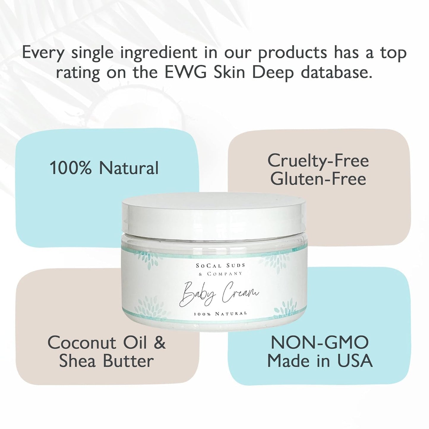 SoCal Suds & Company 4oz Natural & Organic Baby Cream- Fragrance Free- 2 Pack