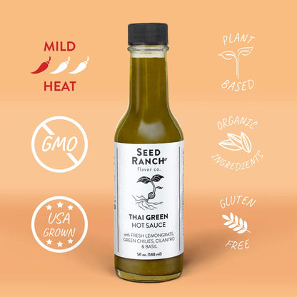 Seed Ranch Green Sauce Variety Bundle, 3 Pack - Thai Green, Hot Thai Green, Everything But The Taco - Ranging from Mild to Hot Heat, Organic Gourmet Hot Sauces, Vegan, Non-GMO, Gluten-Free