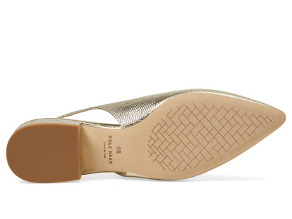 Cole Haan Women's Mazie Slingback Flat Mule, Gold Lizard Print Leather, 8.5