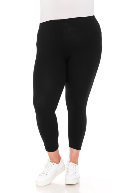 Leggings Depot Cotton Spandex Leggings for Women, Made in USA-NCL27-Capri, Black, XL