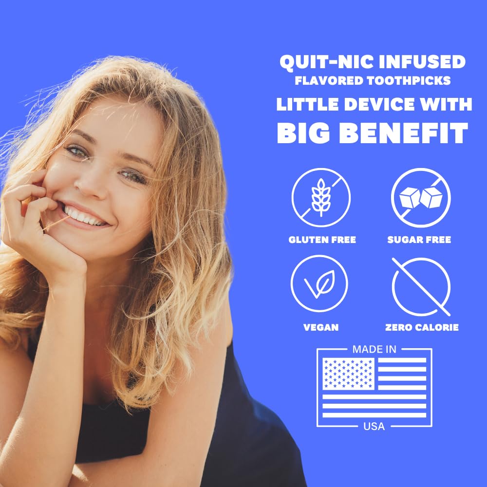 Quit-NIC Infused Flavored Toothpicks - Nicotine Free, Non-GMO Kosher Vegan Flavored Toothpicks for Adults to Help Quit Smoking and Quit-NIC Peppermint Zen (3 Pack)